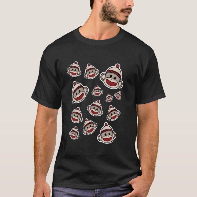 T-shirt Jote Sock Monkey Visages Funny Sock Monkey (Devant)