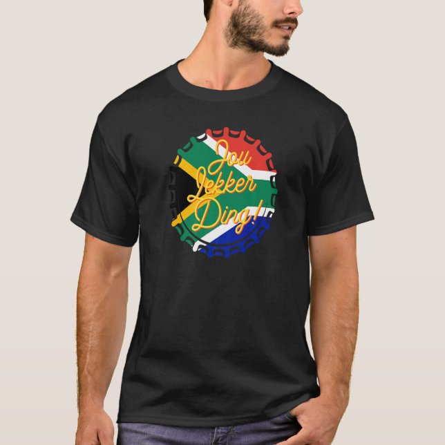 T-shirt Jou Lekker Ding Bottle Casquette Afrikaans Afrique (Devant)