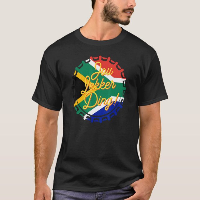 T-shirt Jou Lekker Ding Bottle Casquette Afrikaans Afrique (Devant)