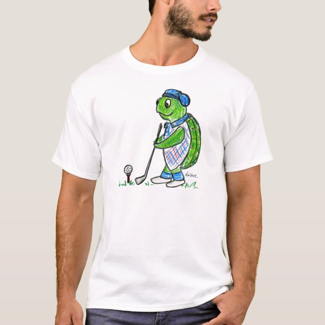 T-shirt jouant au golf de tortue (Devant)