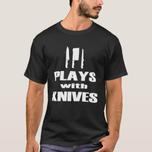 T-shirt Joue Avec Des Couteaux Chef Cuisine Cuisinier Bou
