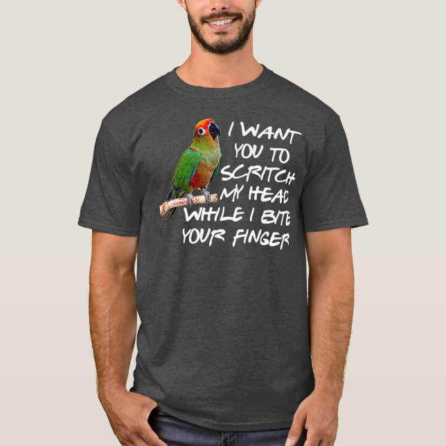 T-shirt Joue verte Conure Perrot Oiseau Amant Conure Cadea (Devant)