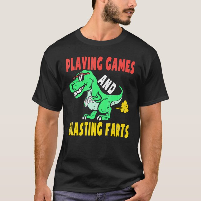 T-shirt Jouer à des jeux et des jeux durables T rex Gamer  (Devant)