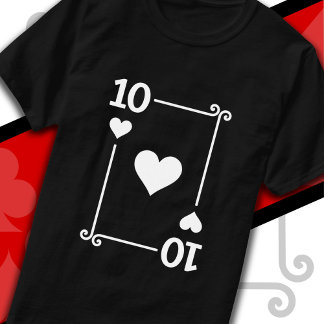 T-shirt Jouer aux cartes Costume Dix Carte 10 de Coeurs