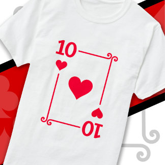 T-shirt Jouer aux cartes Costume Dix Carte 10 de Coeurs