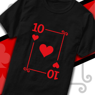 T-shirt Jouer aux cartes Costume Dix Carte 10 de Coeurs