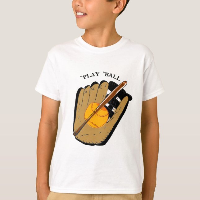 T-shirt Jouer Ball avec Glove et Bat pour les garçons (Devant)