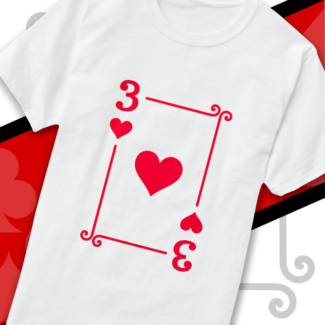T-shirt Jouer Cartes Costume Trois Cartes 3 de Coeurs (Créateur téléchargé)