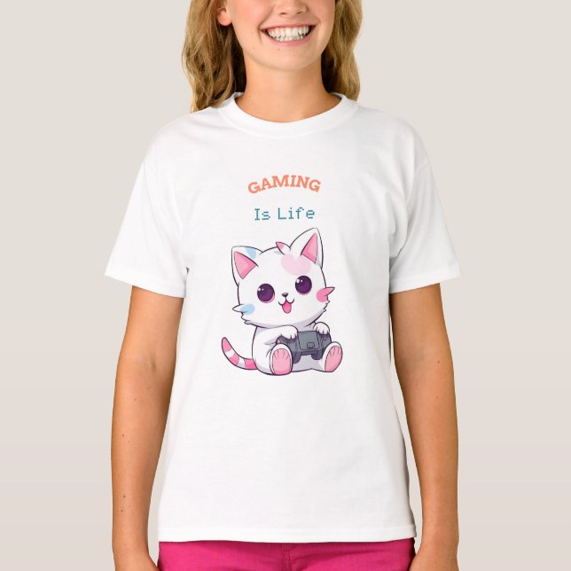 T-shirt Jouer c'est la gamer de chat de vie (Devant)