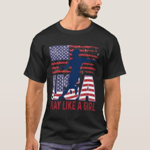 T-shirt Jouer Comme Fille Usa Drapeau Football Équipe Femm