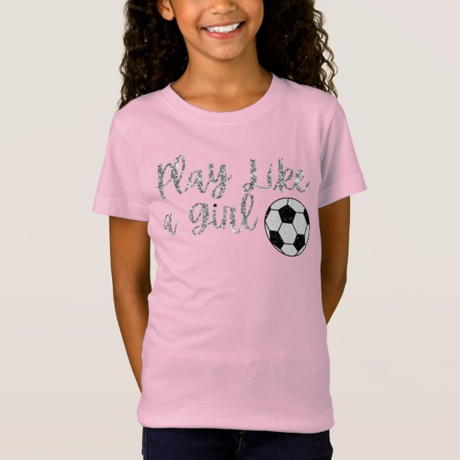 T-Shirt Jouer comme une fille Parties scintillant de balle (Devant)