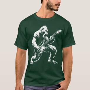 T-shirt Jouer de la guitare Rock Music Band Sasquatch drôl