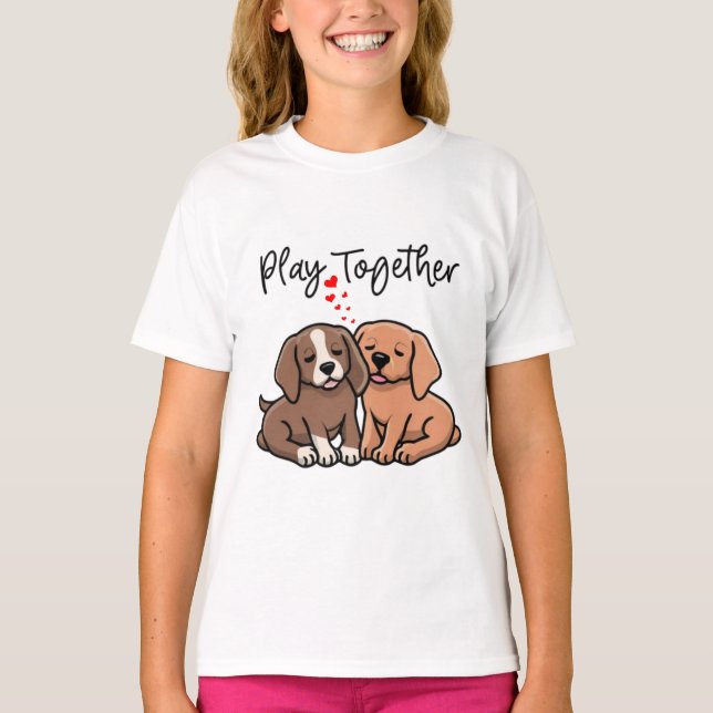 T-shirt Jouer ensemble design pour les filles (Devant)
