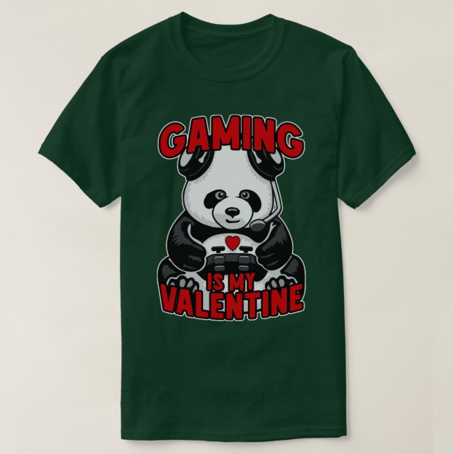 T-shirt Jouer Est Ma Valentine Panda Drôle Mignonne Vidéo  (Design devant)