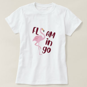 T-shirt Jouer Flamant rose rose Typographie Art