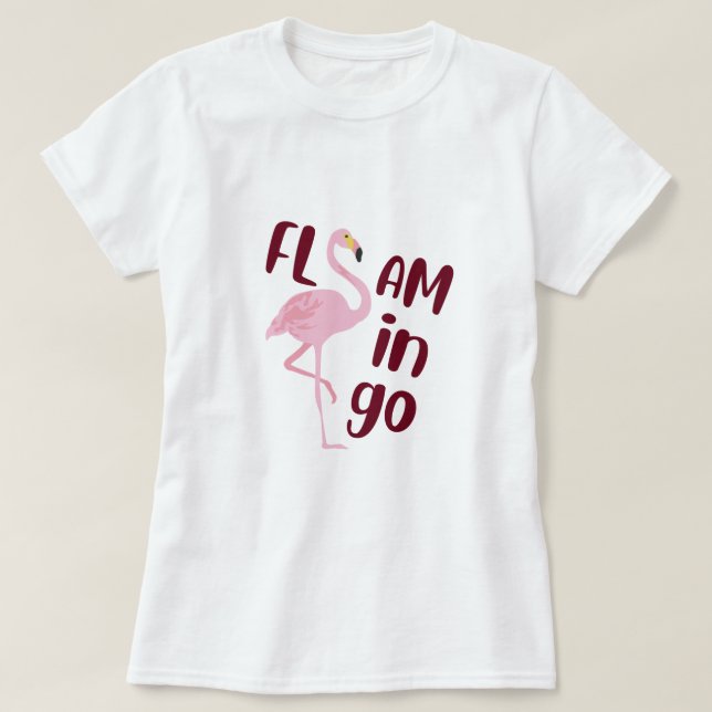 T-shirt Jouer Flamant rose rose Typographie Art (Design devant)