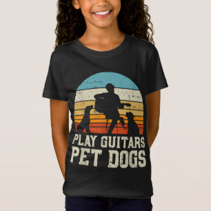 T-Shirt Jouer Guitares Animaux de compagnie Chien Rétro Mu
