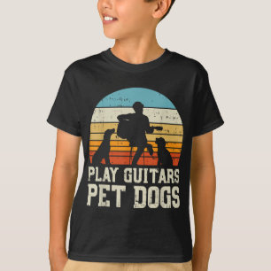 T-shirt Jouer Guitares Animaux de compagnie Chien Rétro Mu