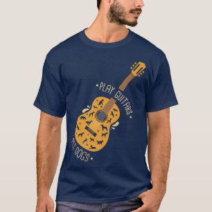 T-shirt Jouer Guitares Chiens De Compagnie I Chien Et Les