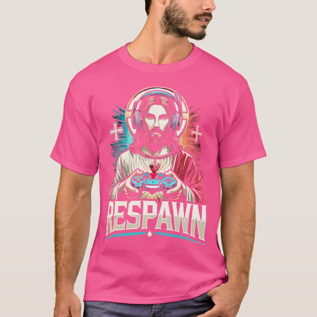 T-shirt Jouer Jésus Respawn Funny Gamer (Devant)