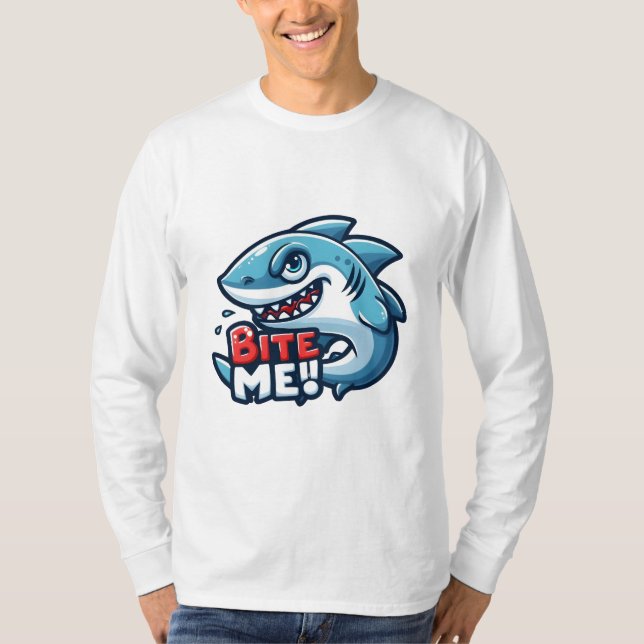 T-shirt Jouer le requin 'Bite Me' Tee graphique - amusant  (Devant)