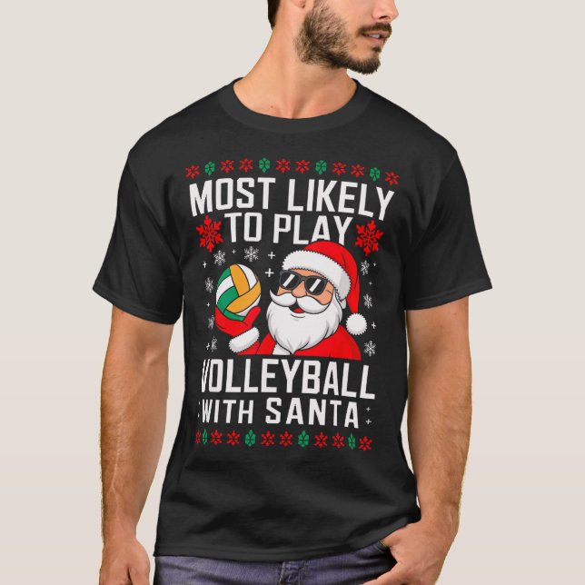 T-shirt Jouer le volley-ball Père Noël Christmas Matchi (Devant)
