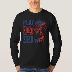 T-shirt Jouer Libre Oiseau Patriotique Aigle 4 juillet Usa