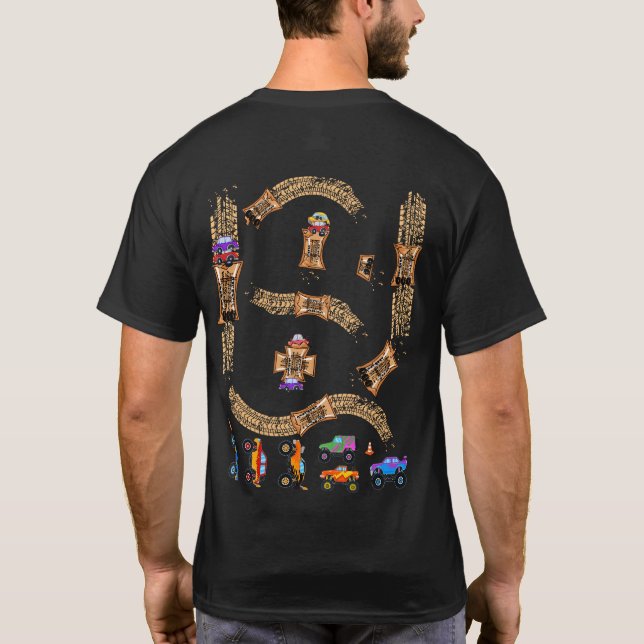 T-shirt Jouer Monster Trucks sur la route Papa's Back Mat  (Dos)