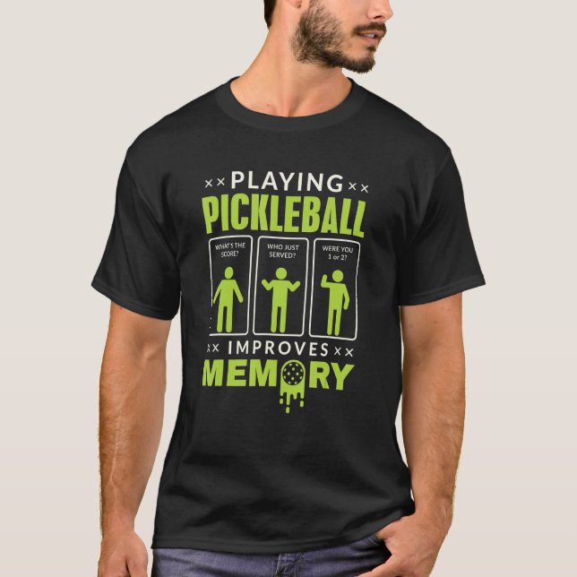 T-shirt Jouer Pickleball Améliore la mémoire Pic vert rétr (Devant)