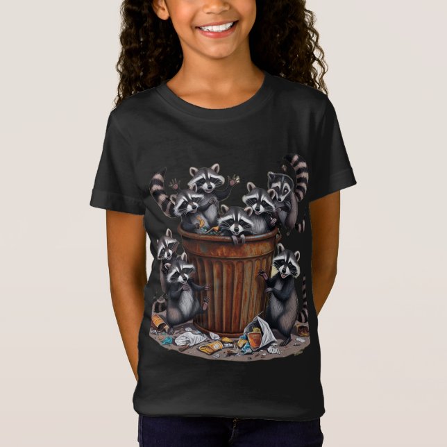 T-Shirt Jouer Raccoons Trash Can Mischief (Devant)