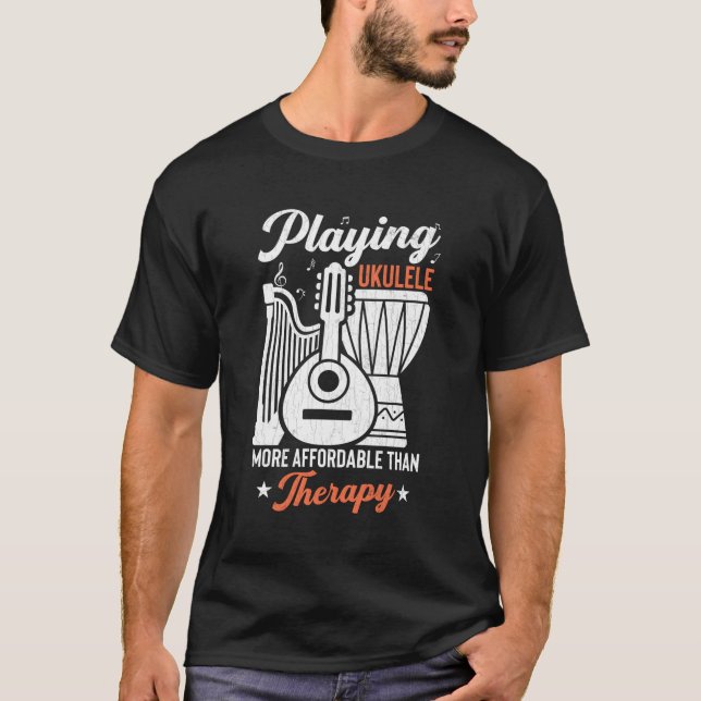 T-shirt Jouer Ukulele est Thérapie (Devant)