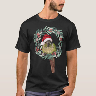 T-shirt Jouer vert Conure portant le chapeau du Père Noël