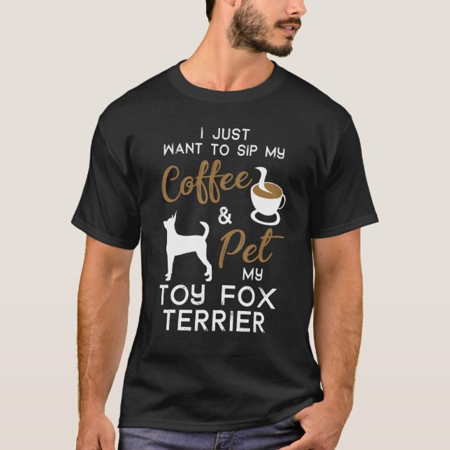 T-shirt Jouet Fox Terrier Chien Propriétaire de café Noël  (Devant)