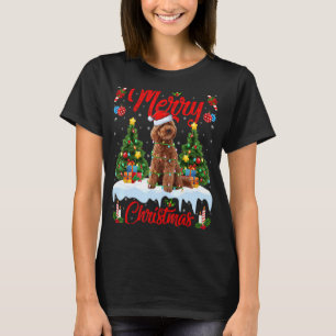 T-shirt Jouet Poodle Dog Lights Xmas Tree Père Noël Toy Po
