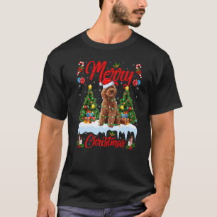 T-shirt Jouet Poodle Dog Lights Xmas Tree Père Noël Toy Po