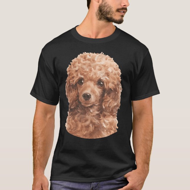 T-shirt Jouet rouge Poodle aquarelle Art (Devant)