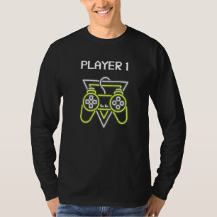 T-shirt Joueur 1 Joueur 1 Joueur 2 Pour Jeu Vidéo