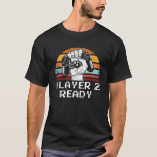 T-shirt Joueur 2 prêt Gamer Vintage