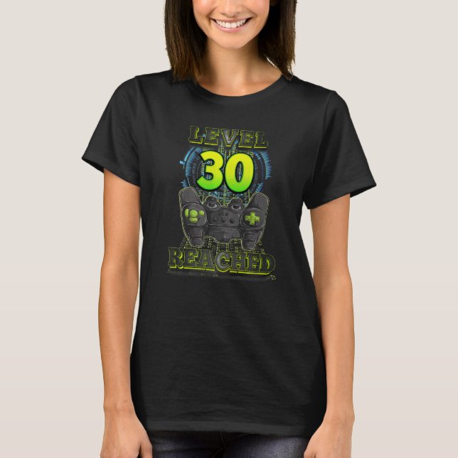 T-shirt Joueur 30ème Anniversaire Niveau 30 Atteint Jeu Ho (Devant)