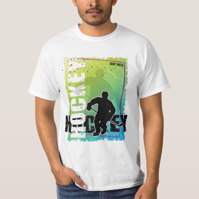 T-shirt Joueur Abstrait de hockey (mâle) (Devant)