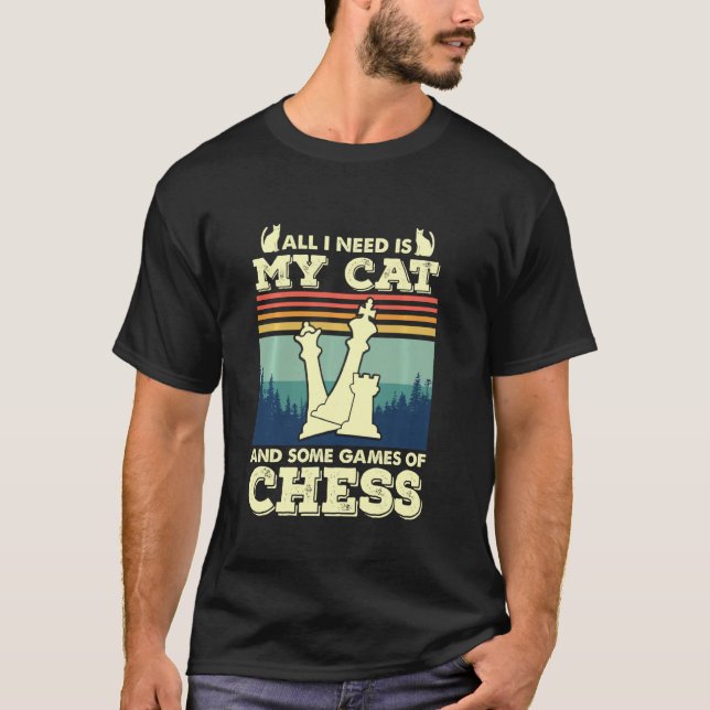 T-shirt Joueur Amoureux des chats Et Échecs (Devant)