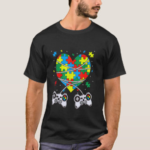 T-shirt Joueur autiste - Manettes de jeu avec pièce de puz