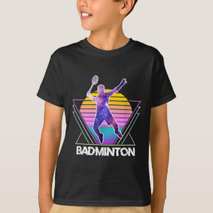 T-shirt Joueur Badminton Sports Rétro Vaporwave Vintage 90