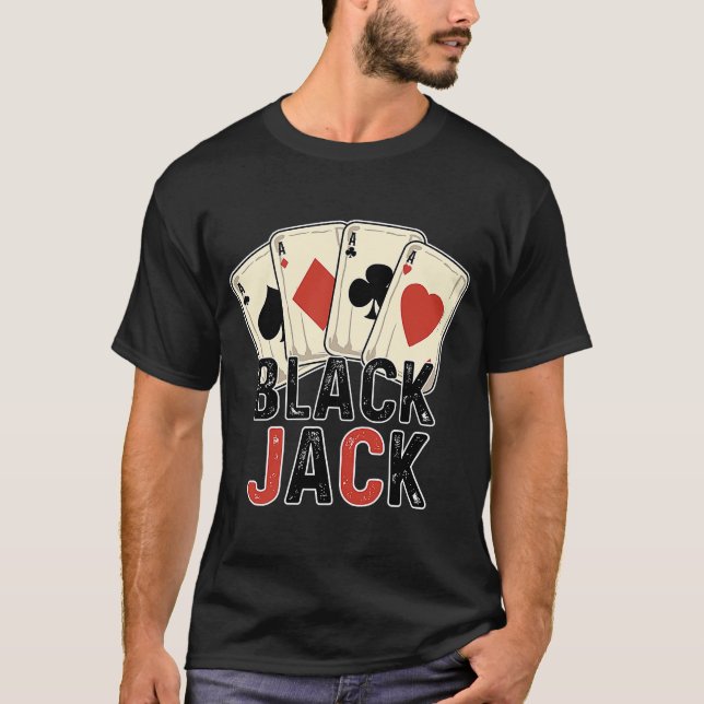 T-shirt Joueur Blackjack 21 Card Casino (Devant)