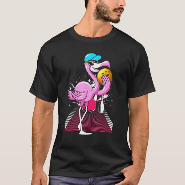 T-shirt Joueur cool de Flamant rose de Bowling (Devant)