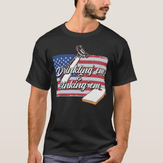 T-shirt Joueur Cornhole Boire Sinking USA Bean Sack Cor