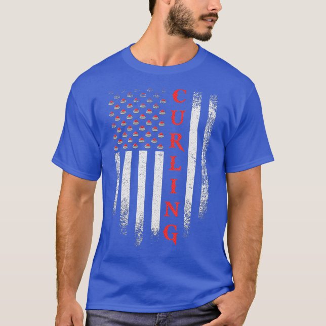 T-shirt Joueur Curler vintage USA American Flag (Devant)