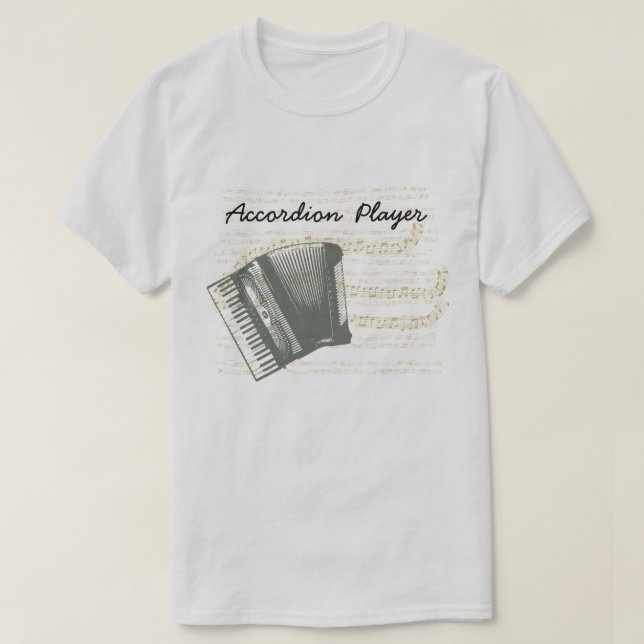 T-shirt joueur d'accordion masculin (Design devant)