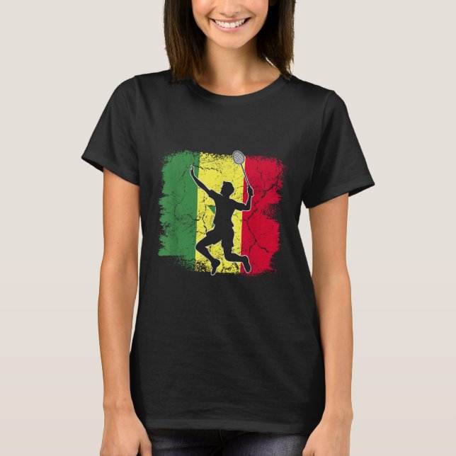 T-shirt Joueur de badminton Drapeau sénégalais Sénégal (Devant)