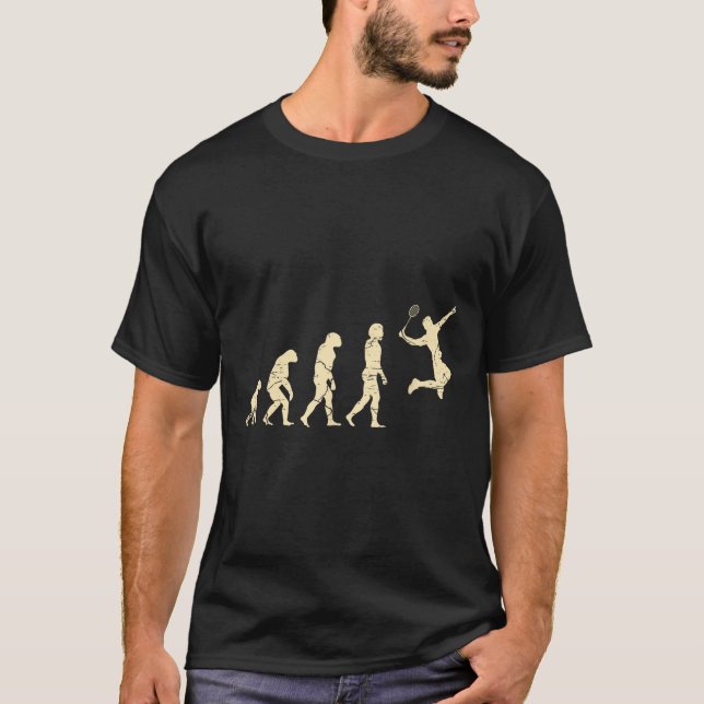 T-shirt Joueur de badminton Evolution Volant Raquette  (Devant)